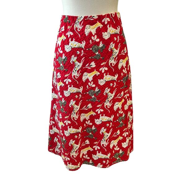 Other Dresses & Skirts - 50's Retro A Line Skirt Seersucker Terrier Dog Print Womens Size Medium